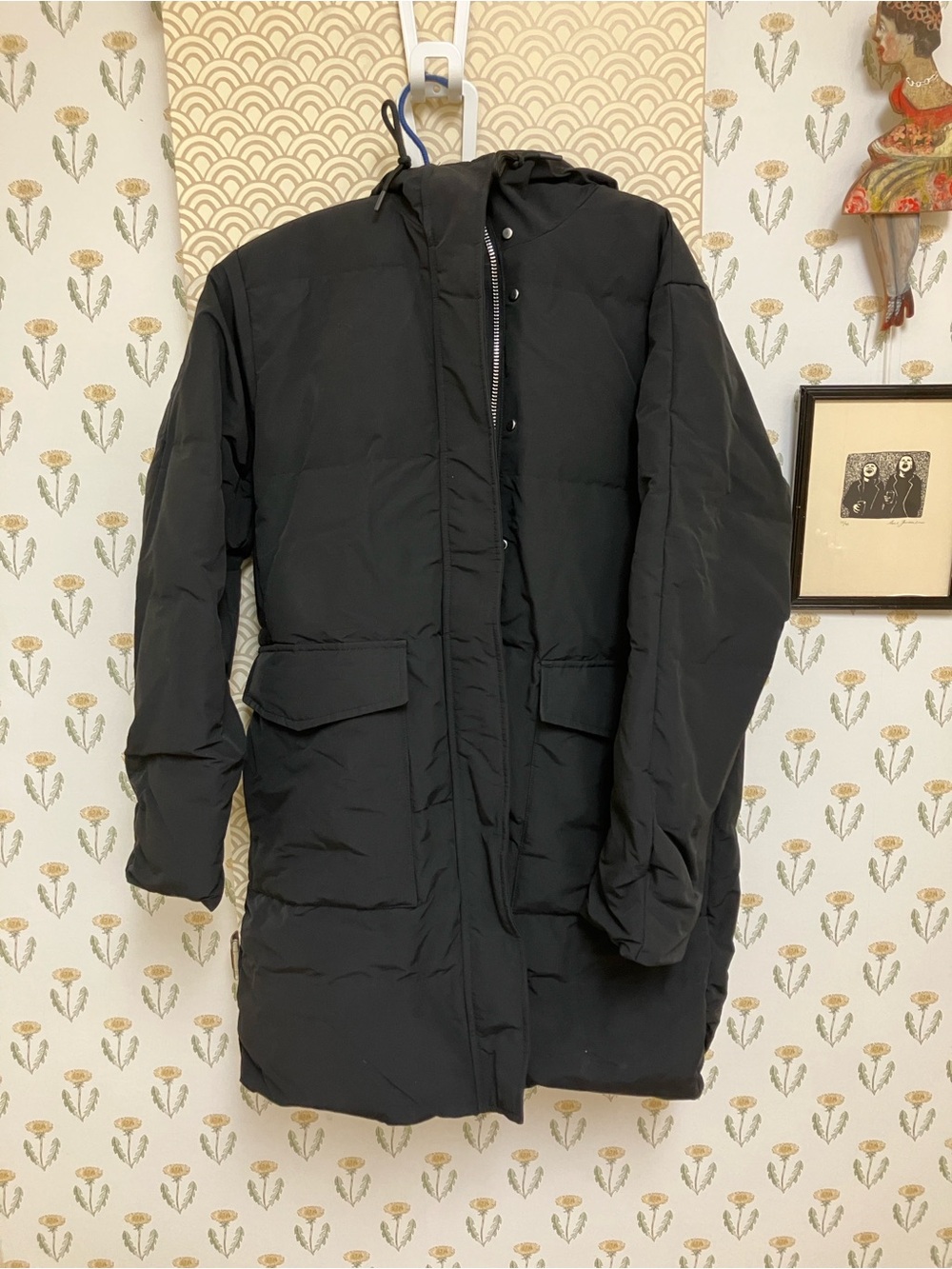 NWT Everlane Black Hooded Long Puffer Parka Coat